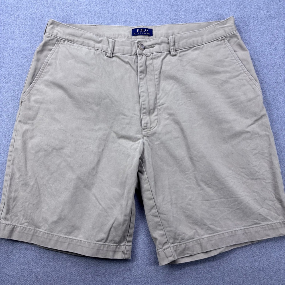 Polo Ralph Lauren Chino Shorts Mens 36 Tan Flat Front Classic Fit Preppy